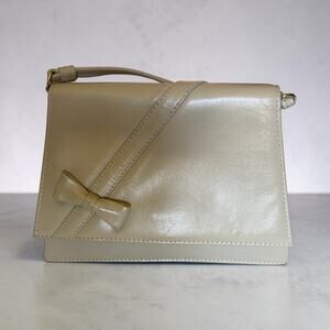 Anne Klein Mini Crossbody Black Gold Swag Chain Faux Pebbled Leather Bag
